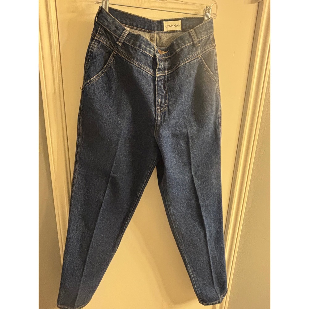 Vintage Calvin Klein High Waisted Tapered Leg Jeans Dark Wash Made in USA Size13